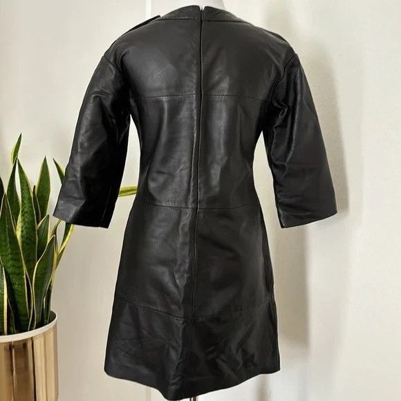 Purification Garcia 100% Lambs Skin Black Mini Dress Size 38 - Picture 4 of 7